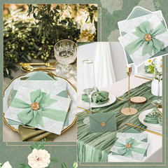 100 Set Wedding Invitation Wrap Set Pre Folded Vellum Jacket for 5X7 Invitations
