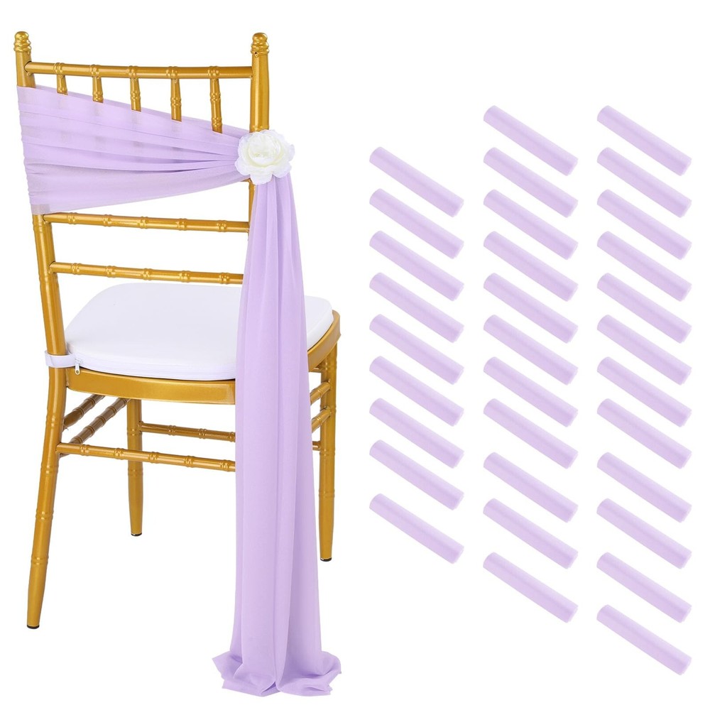 Party Chair Sashes 32 Panels – Light Purple Birthday Chair Decorations Fabric
