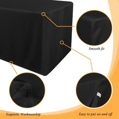 Obstal Black Tablecloth Fitted for 6ft Rectangle Table – Water Resistant Poly…