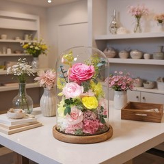 lovenfold Flowers for Delivery Preserved Rose in Glass Pink-spring