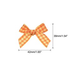 50Pcs Mini Gingham Ribbon Bow Checkered Fabric Satin Ribbon Flower Bows Orange