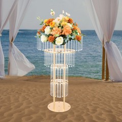 Crystal Flower Stand Round Pedestal Stand Gold Wedding Party Decoration