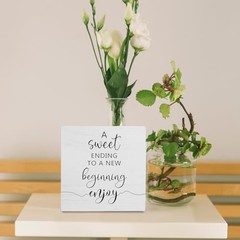 Wedding Wood Box Sign 5×5 Inch, Baby Bridal Shower Decorations, a Sweet Ending