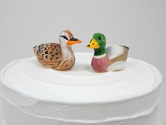 Mallard Duck Bird Cake Topper Bride Groom Love Wedding Engagement Wood Statue