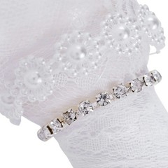 Sparkle and Bash Wedding Bouquet Holder – 3 x 7 in, White Lace & Rhinestones …
