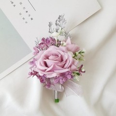 Artificial Rose Wrist Corsage Set Boutonniere Wedding Accessories