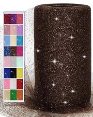 Brown Glitter Tulle Fabric Rolls, 6″ by 50 Yards, 150 ft, Brown