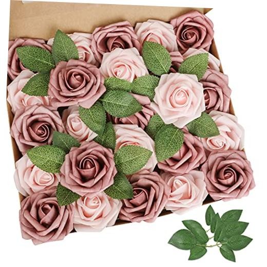 Artificial Flower Rose – Real Looking – 25pcs – Warm Taupe & Nude – Set of 25