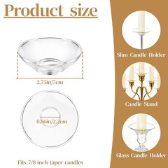 Glass Bobeches for Candlestick Holders, 3 Pcs 7×2.2 cm/2.76×0.86 in, Clear