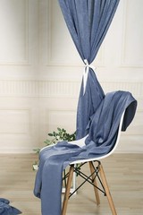 9.6 Feet x 10 Feet Dusty Blue Silky Soft Curtain Wedding Backdrop Drapes, Sli…