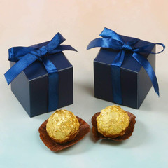 25Pcs Wedding Favor Boxes, Paper Gift Boxes 3X3X3 Inches Small Gift Boxes with R