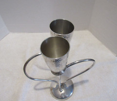 Culinary Concepts Silver Plated Heart Shape Champagne Stand With 2 Goblets