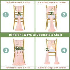 Blush Chair SashesWedding Aisle Decorations:24Packs 8ft Long Draping