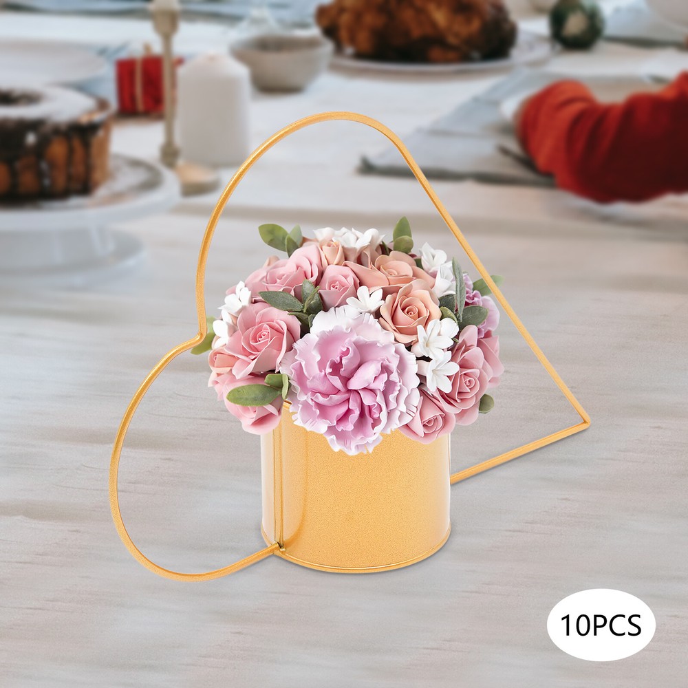 10 PCS Peach Heart Shape Flower Vases Geometric Holder Wedding Centerpieces