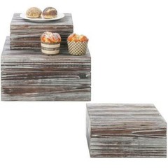Torched Wood Stackable Cake/ Dessert/ Jewelry Display Box Risers Stand, Set of 3