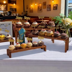 Yuzukyauy Large 2 Set Stackable Wooden Cupcake Stand Tiered Riser Display