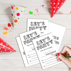 Black and White Birthday Invitations, 25 Double-Sided Invitation Cards with 2…