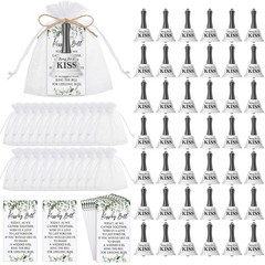 Wedding Kissing Bells Bulk Party Favors – Mini Bells with Organza Bags & Cards (
