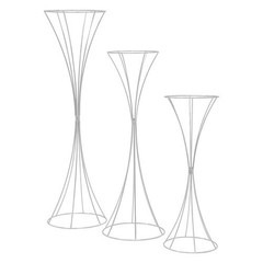 3pcs Set of Modern Silver Metal Flower Stands in Varying Sizes for Wedding Decor