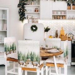 6 Pcs Christmas Chair Covers Snowman Reindeer Xmas Dining Room Chair Covers