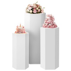 3PCS Fluted Cylinder Pedestal Stands Metal Cake Display Pillar Wedding Birthday