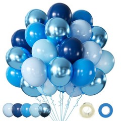 Blue Balloons Metallic Balloon, 60Pcs 12Inch Chrome 12 inches,