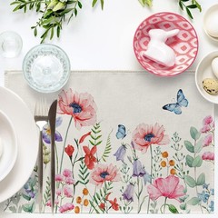 Seliem Spring Anemone Flower Placemats Set of 4, 12»X18»,