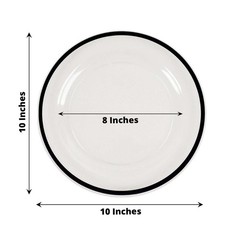 CLEAR 10 Round 10″ PLASTIC Dinner PLATES Black Rim Party Events Tableware