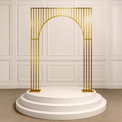 Arched Shiny Gold Tubed Wedding Backdrop Stands