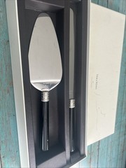Vera Wang With Love Noir Cake Knife & Server Set Black Enamel/Silverplate