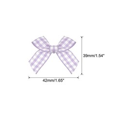 50Pcs Mini Gingham Ribbon Bow Checkered Ribbon Bows Light Purple and White