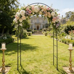 3Pcs Arched Metal Trellis Set,Sturdy Climbing Plant Stand for Garden Patio Decor