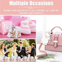 144 Piecces Angel Keychain with Baptism Favor Boxes Kraft Paper Alloy Keys Rings