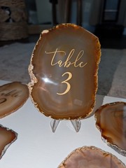 Agate Wedding Table Numbers Set Polished Finish Mixed Colors Centerpiece