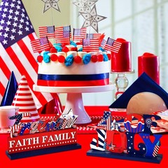 3 Pcs 4th of July Table Centerpieces 250th Anniversary Patriotic Wooden Signs Am