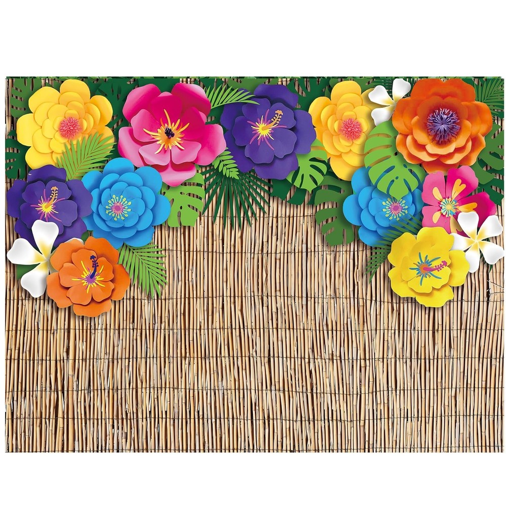 VitalCozy 7x5ft Fabric Hawaiian Beach Photography Backdrop Aloha Luau Party D…
