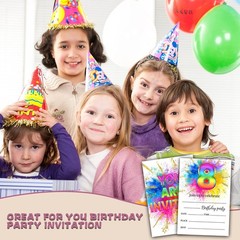 Ycyfckdr 8th Birthday Invitations for Kids, Rainbow Painting Birthday Party I…