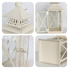 Lanterns Decorative Outdoor&Indoor, Set of (14″&10″) Beige Metal 14″H & 10″H 2