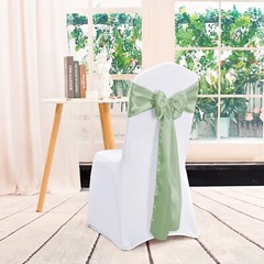60 Pcs Satin Chair Sashes Sage Green Satin Chair Sashes Chair Decorative for …