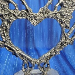 Rose Heart Wedding Cake Topper Pewter Figurine Fellowship Foundry US Made *NEW*