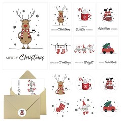 SerpizePaty 12 Sets Christmas Cards with 5.9 inches x 7.48 inches, colorful