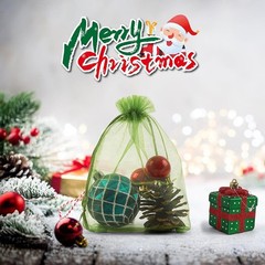 Elegant Green Organza Bags 4×6 – 50 Pack Drawstring Pouches for Any Occasion