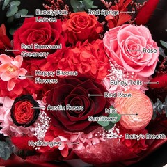 Bessol Flowers for Delivery Preserved Large, Red Flower Bouquet