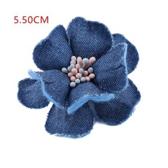 Set of 5 Korean Denim Flower Appliques for Hats, Dresses, and Home Decor