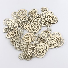 100 Pcs Wooden Pieces Mini Wooden Creative Carved Hollow Out Crafts for