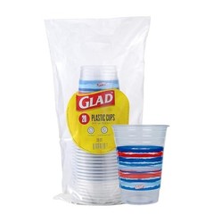Everyday Clear Plastic Cups with Red, White, and Blue 18 Ounces RWB Stripes