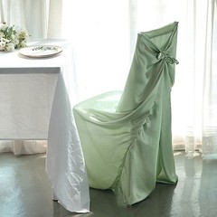 6 Sage Green SATIN UNIVERSAL CHAIR COVER for Wedding Banquet Reception