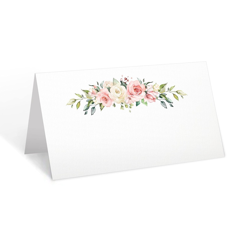 Pink Roses Place Cards for Table Setting – Set of 50 Blank Name Cards, Seatin…