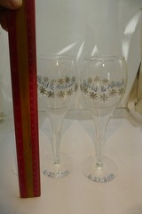 Toasting Clear Glass Set Wedding floral w/Bride Groom Names » David And Amber»