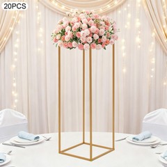 Gold 20 PCS Geometric Flower Stand For Wedding, Flower Stand 10.63*10.63*31.5in